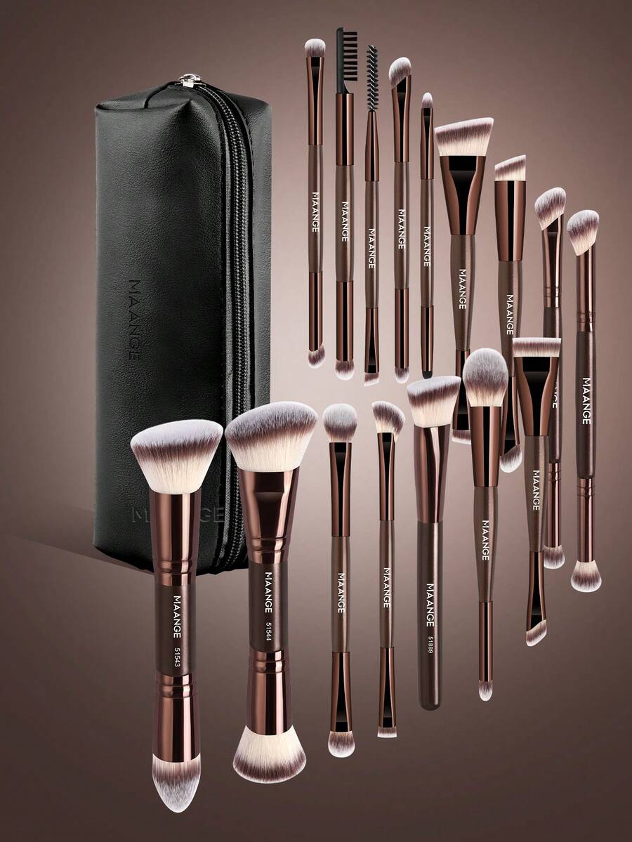 MAANGE Professional Soft Hair Aluminum Tube Makeup Brush Set
