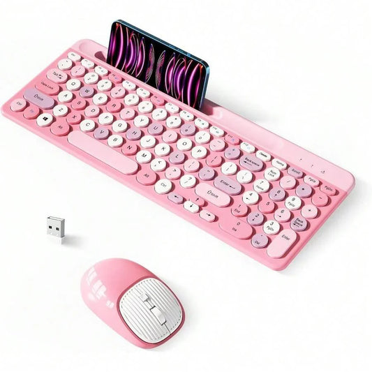 Retro Wireless Keyboard With Round Keycaps