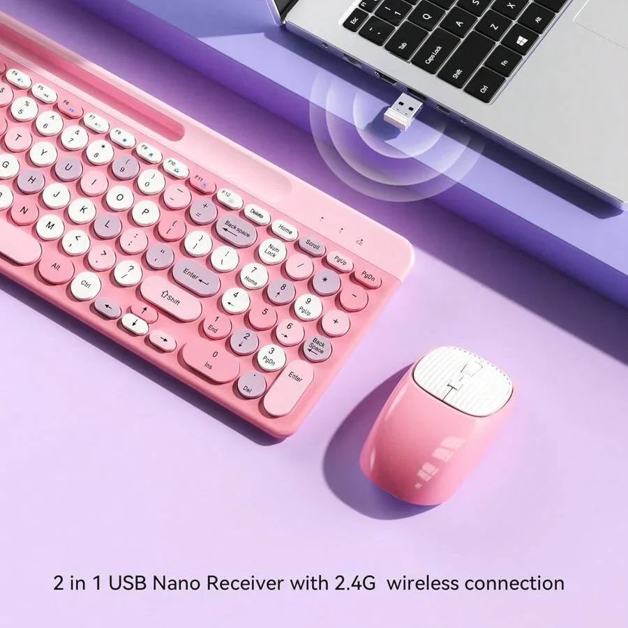 Retro Wireless Keyboard With Round Keycaps