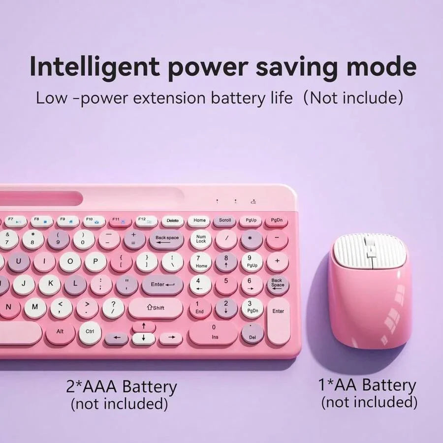 Retro Wireless Keyboard With Round Keycaps