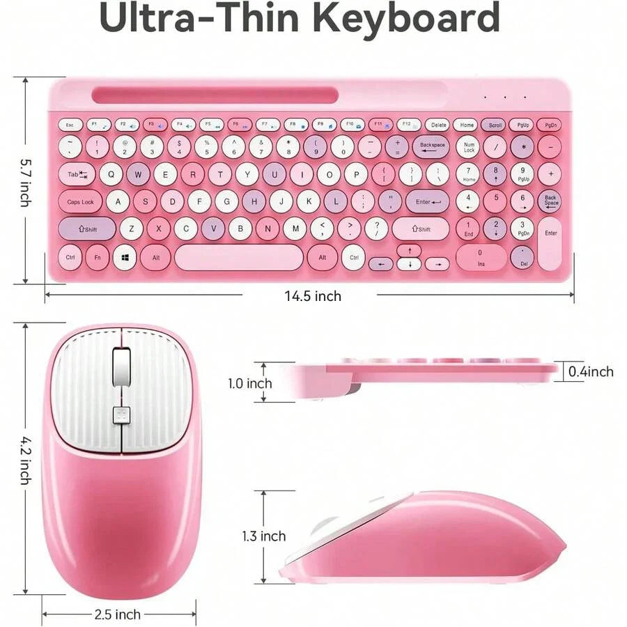 Retro Wireless Keyboard With Round Keycaps