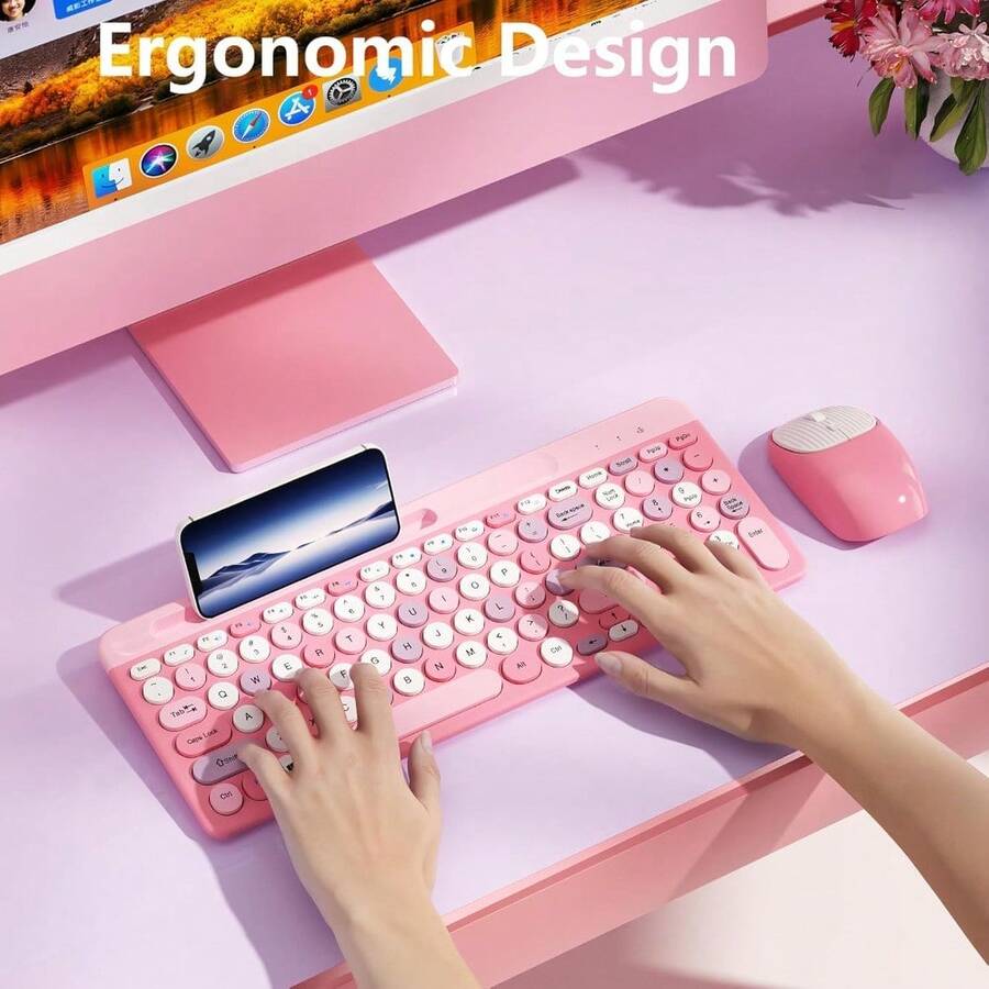 Retro Wireless Keyboard With Round Keycaps