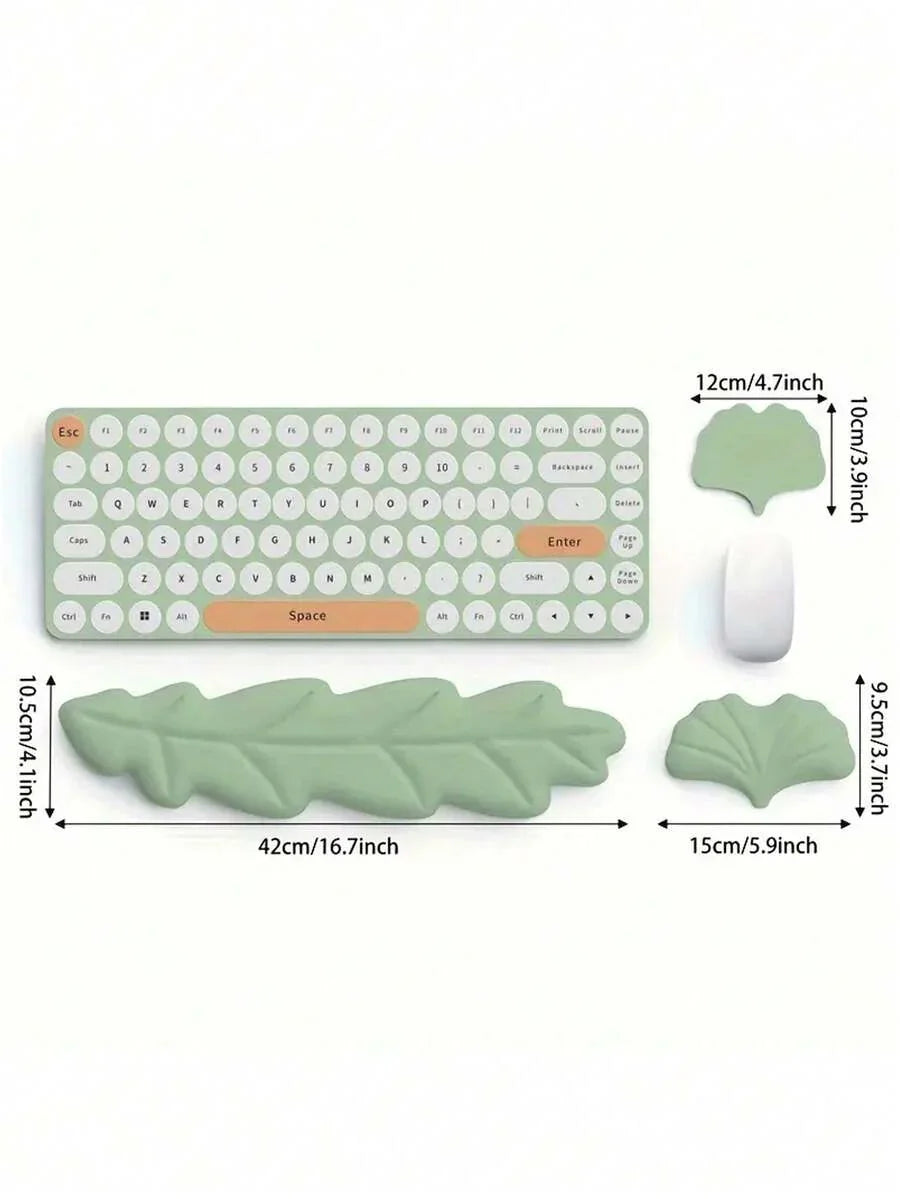 Green Leaf Shaped Keyboard Wrist Rest   Mouse Pad