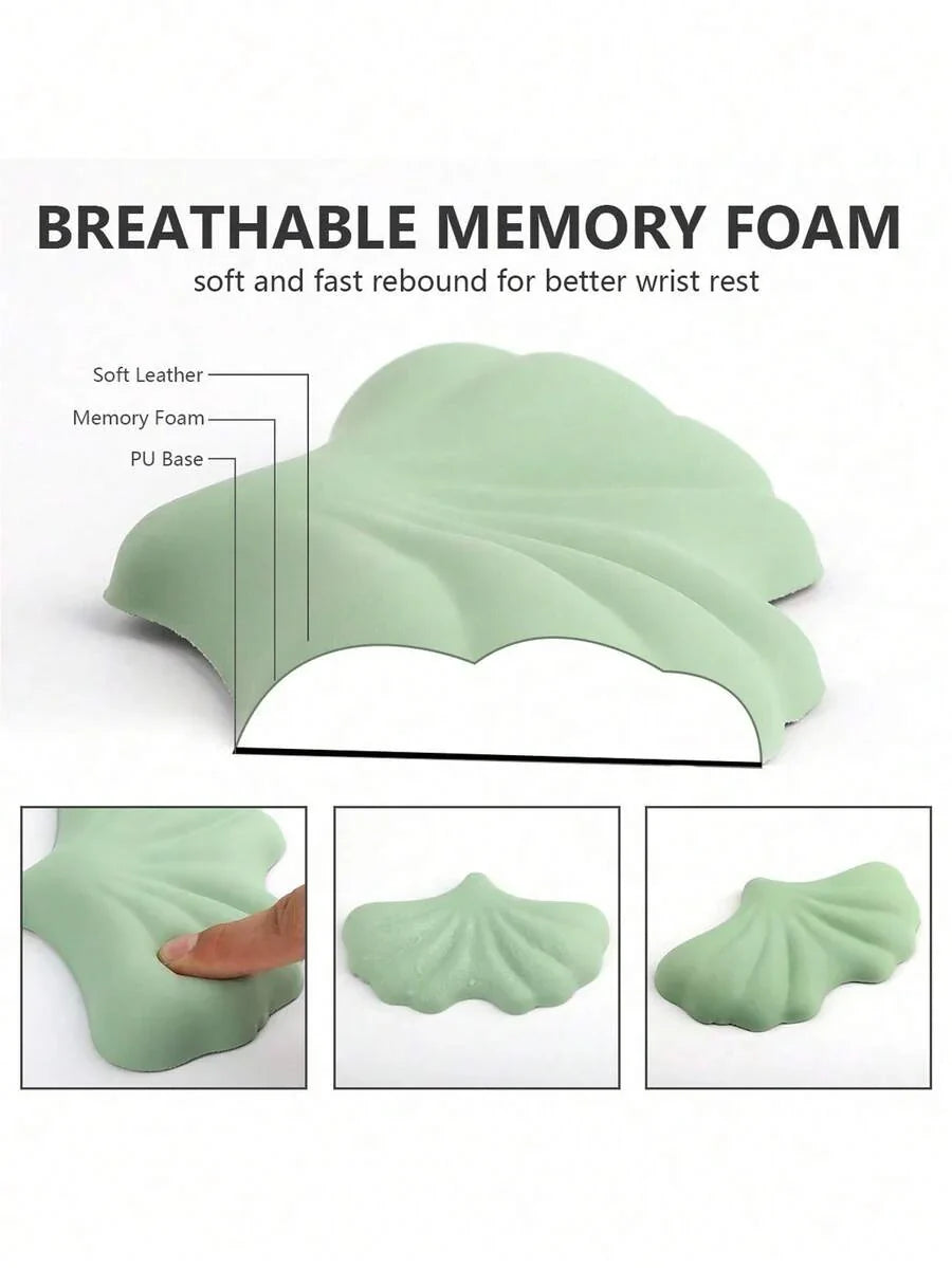 Green Leaf Shaped Keyboard Wrist Rest   Mouse Pad
