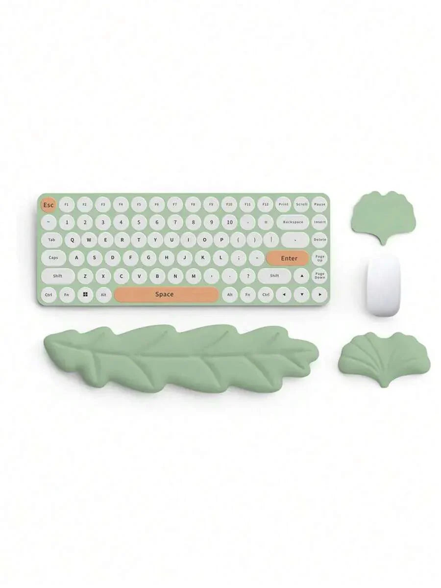Green Leaf Shaped Keyboard Wrist Rest   Mouse Pad