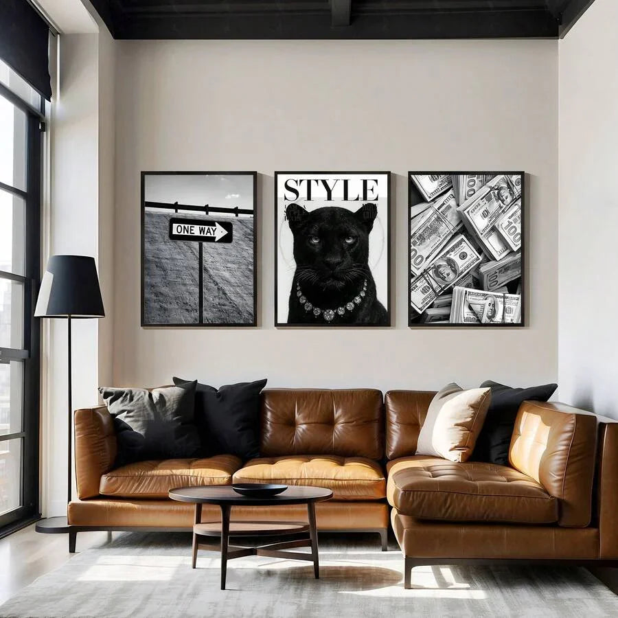 Leopard Cheetah Mural Decorative Canvas Painting Pink Fashion
