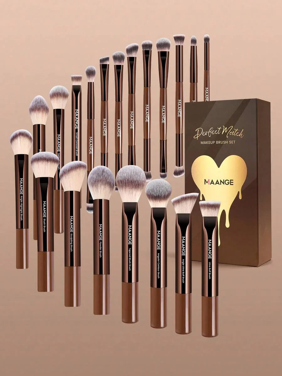 MAANGE Professional Soft Hair Aluminum Tube Makeup Brush Set