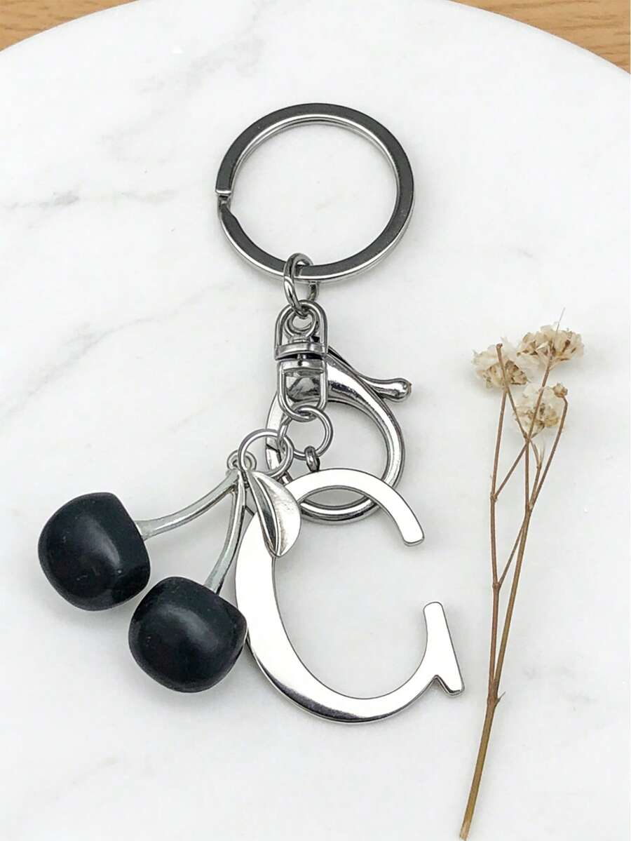 Elegant Metal Heart-Shaped Letter Keychain