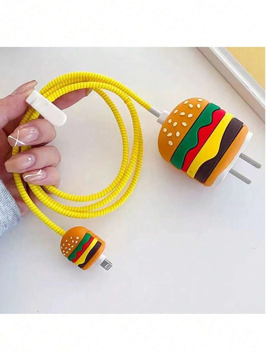 Cartoon Cute Hamburger & Apple Design Protective Case