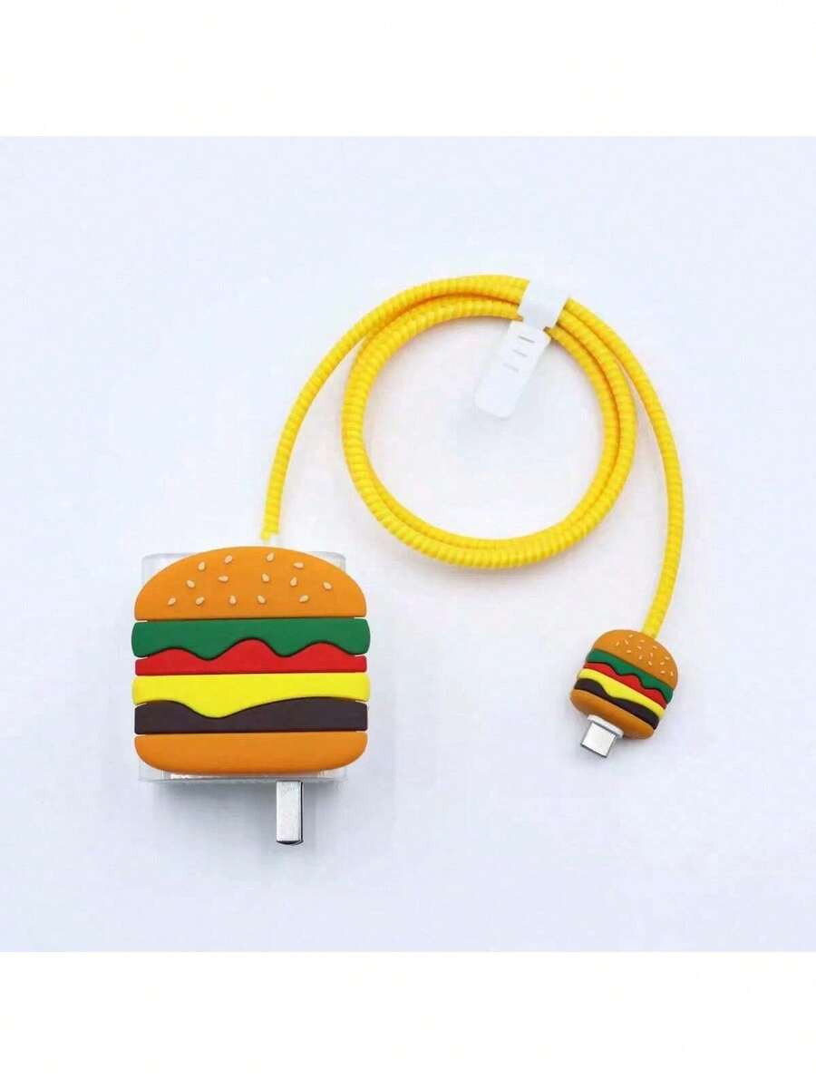 Cartoon Cute Hamburger & Apple Design Protective Case