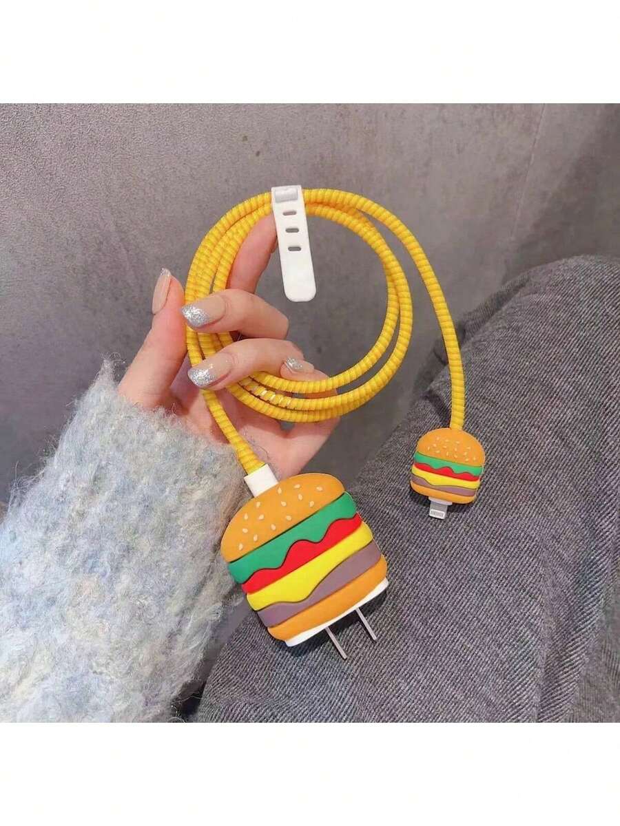 Cartoon Cute Hamburger & Apple Design Protective Case