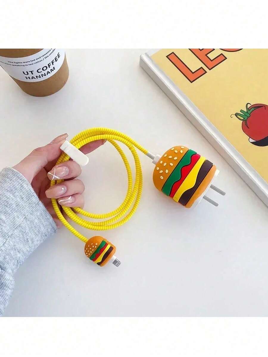 Cartoon Cute Hamburger & Apple Design Protective Case