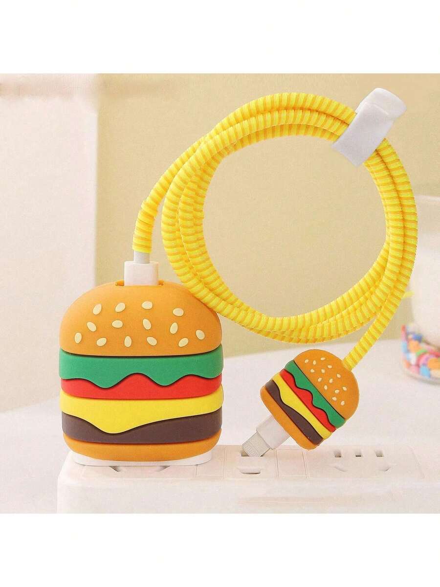 Cartoon Cute Hamburger & Apple Design Protective Case