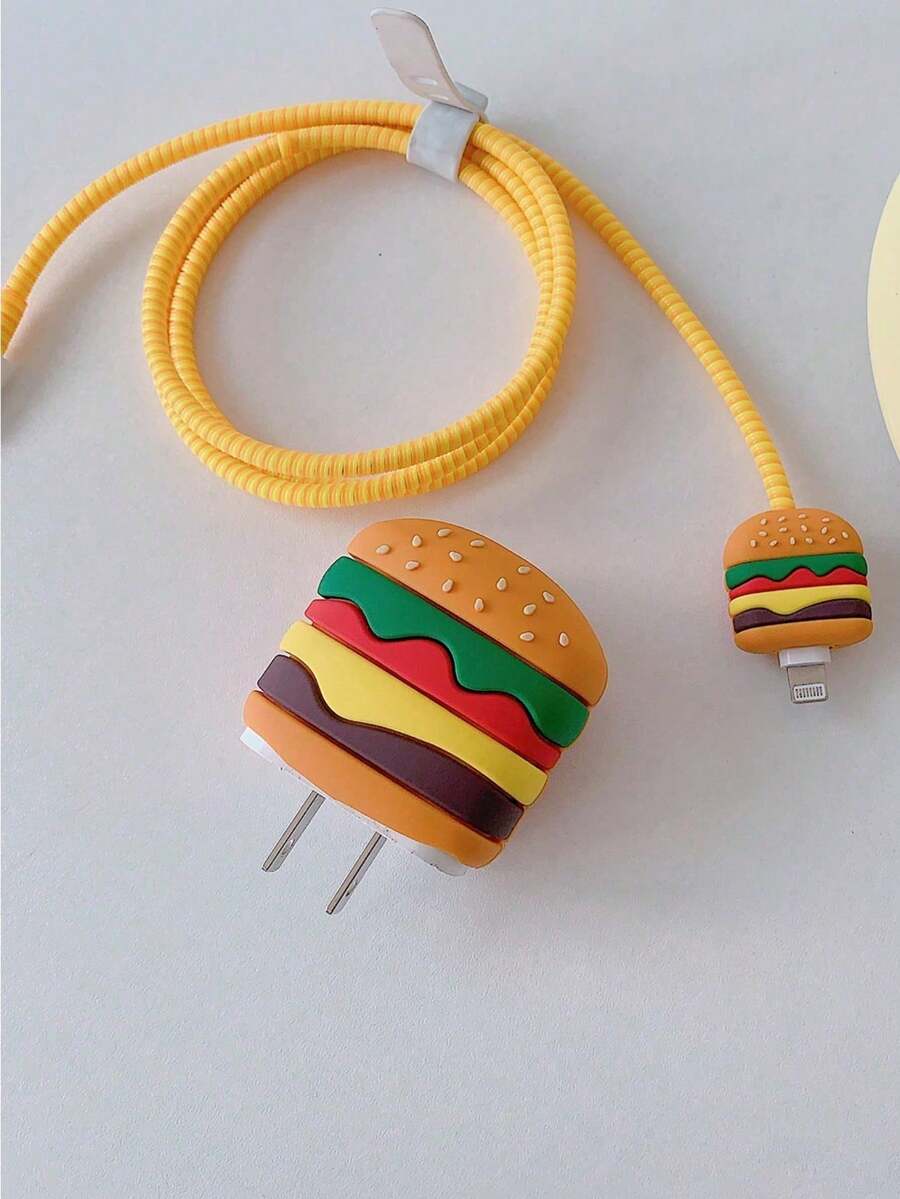 Cartoon Cute Hamburger & Apple Design Protective Case