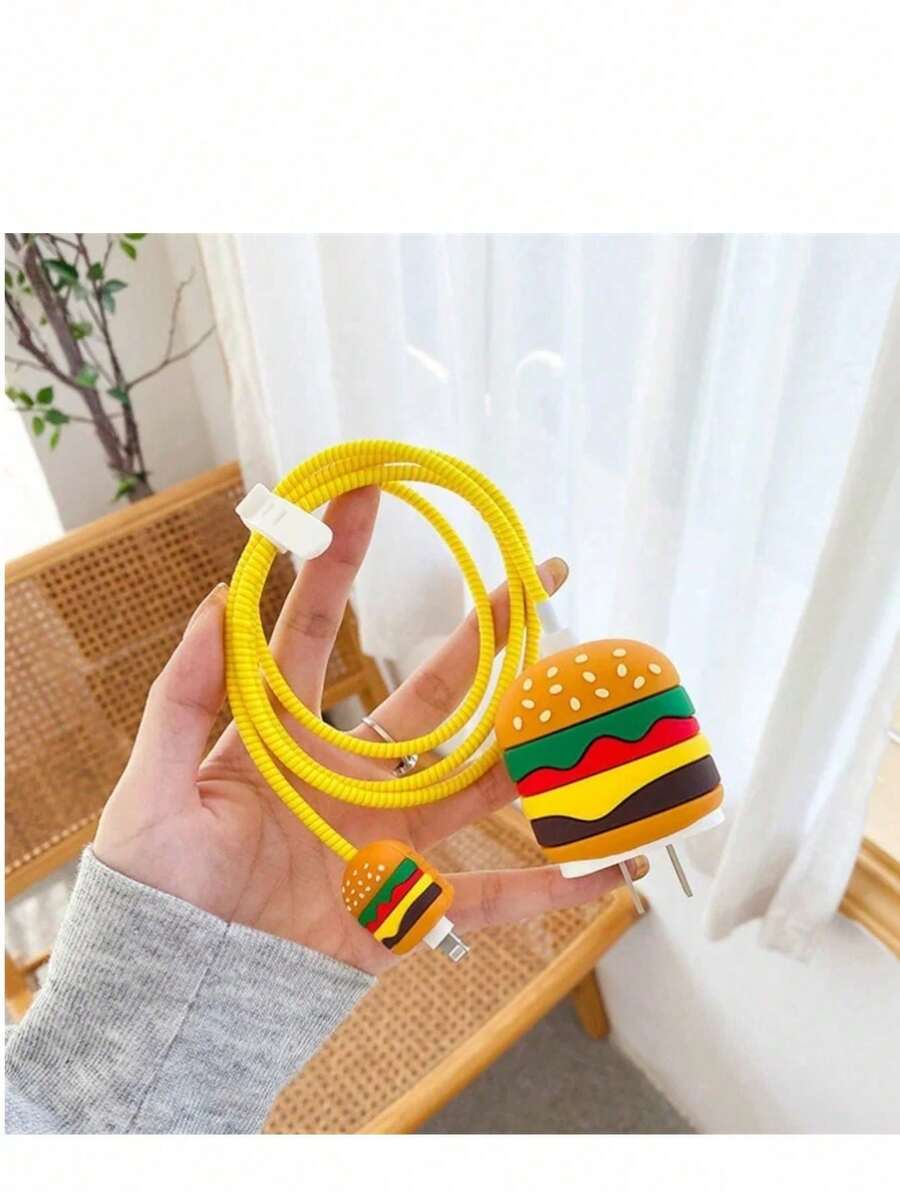Cartoon Cute Hamburger & Apple Design Protective Case
