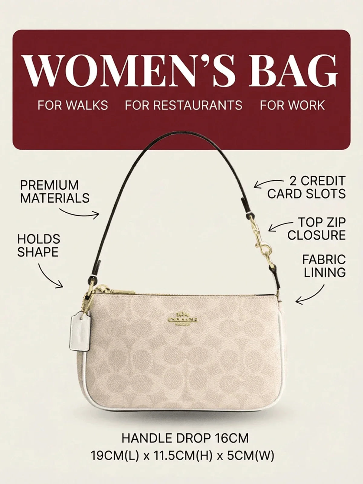 Coach Authentic Nolita 19 Women's Wristlet Crossbody Bag Tan