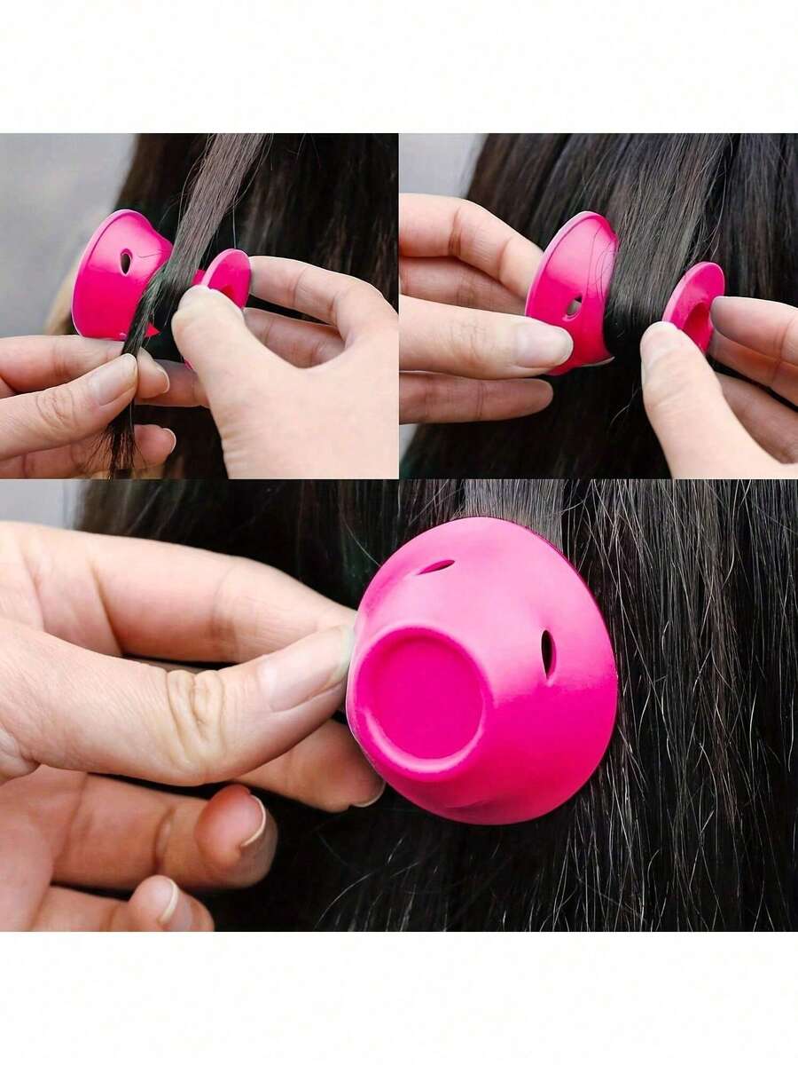 20/10/1pc Pink Silicone Hair Curler