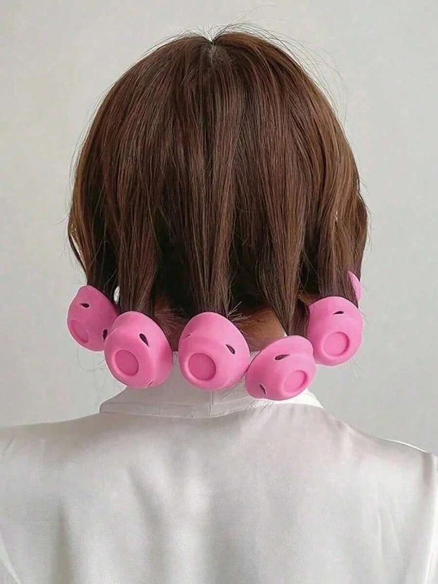 20/10/1pc Pink Silicone Hair Curler