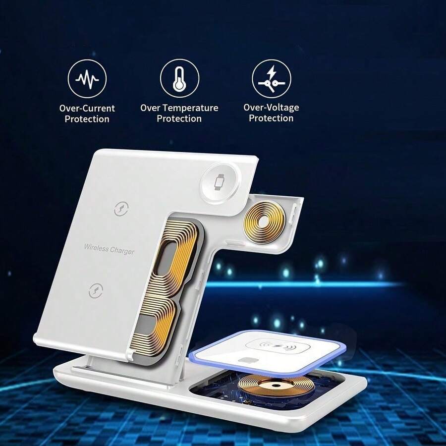 AmSengo 15W Foldable 3-In-1 Fast Wireless Charging Station