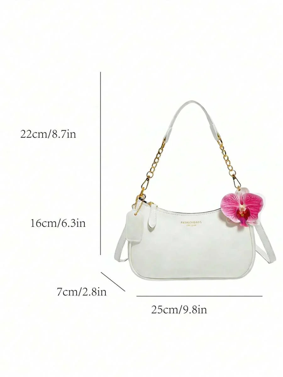 White Ladies' Shoulder Bag Made Of PU Material