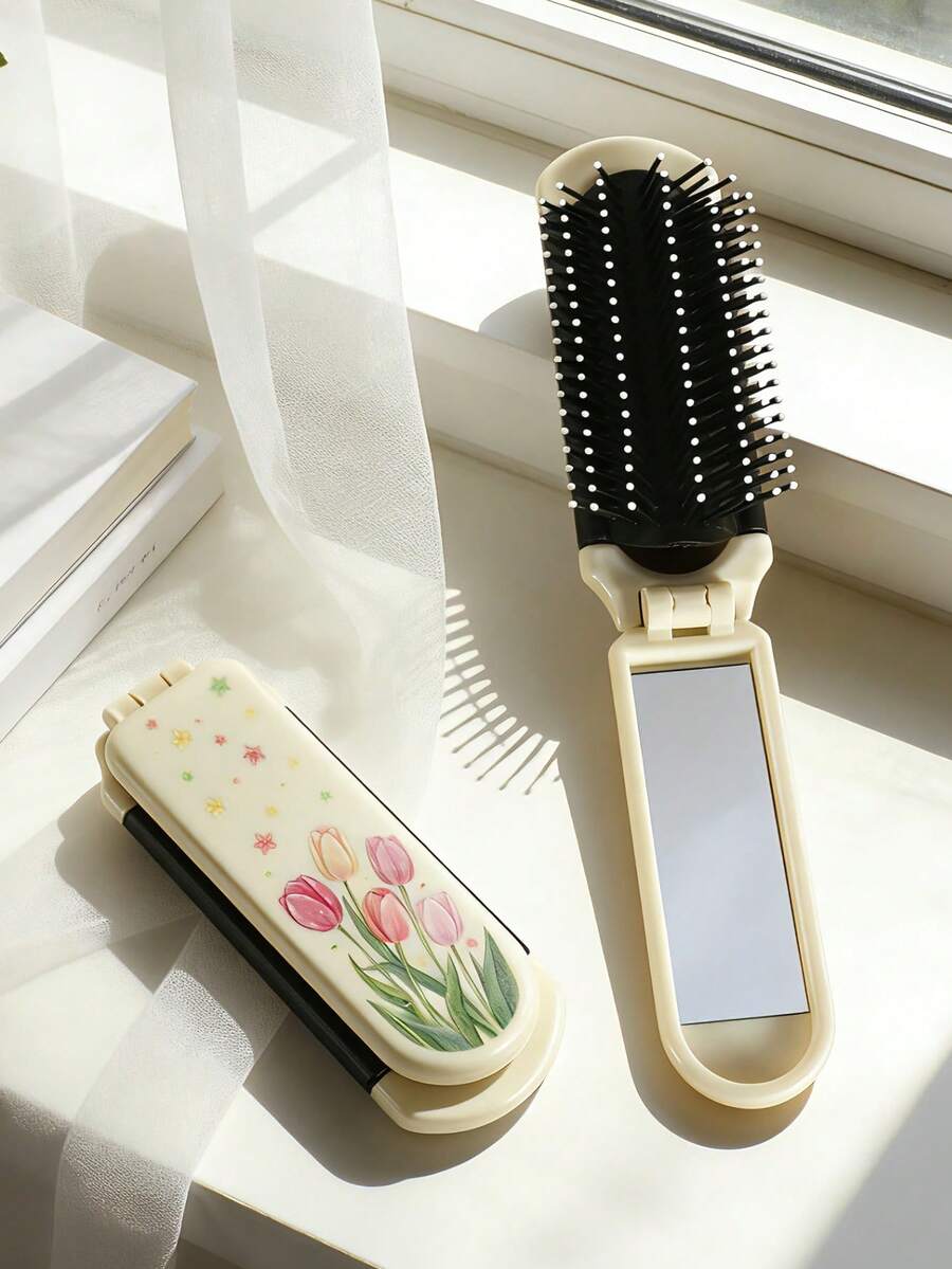 X Milania 1pc Foldable Comb - Cream Color