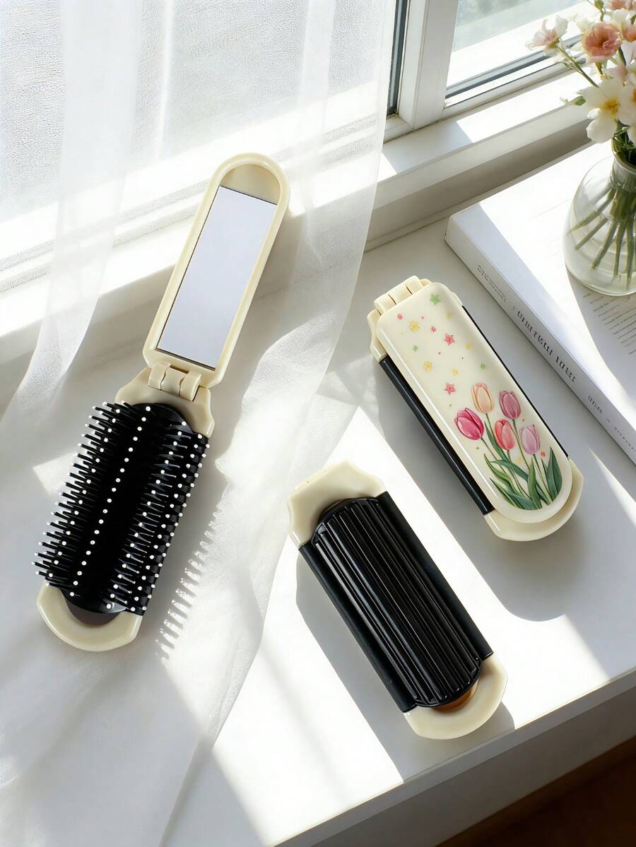 X Milania 1pc Foldable Comb - Cream Color