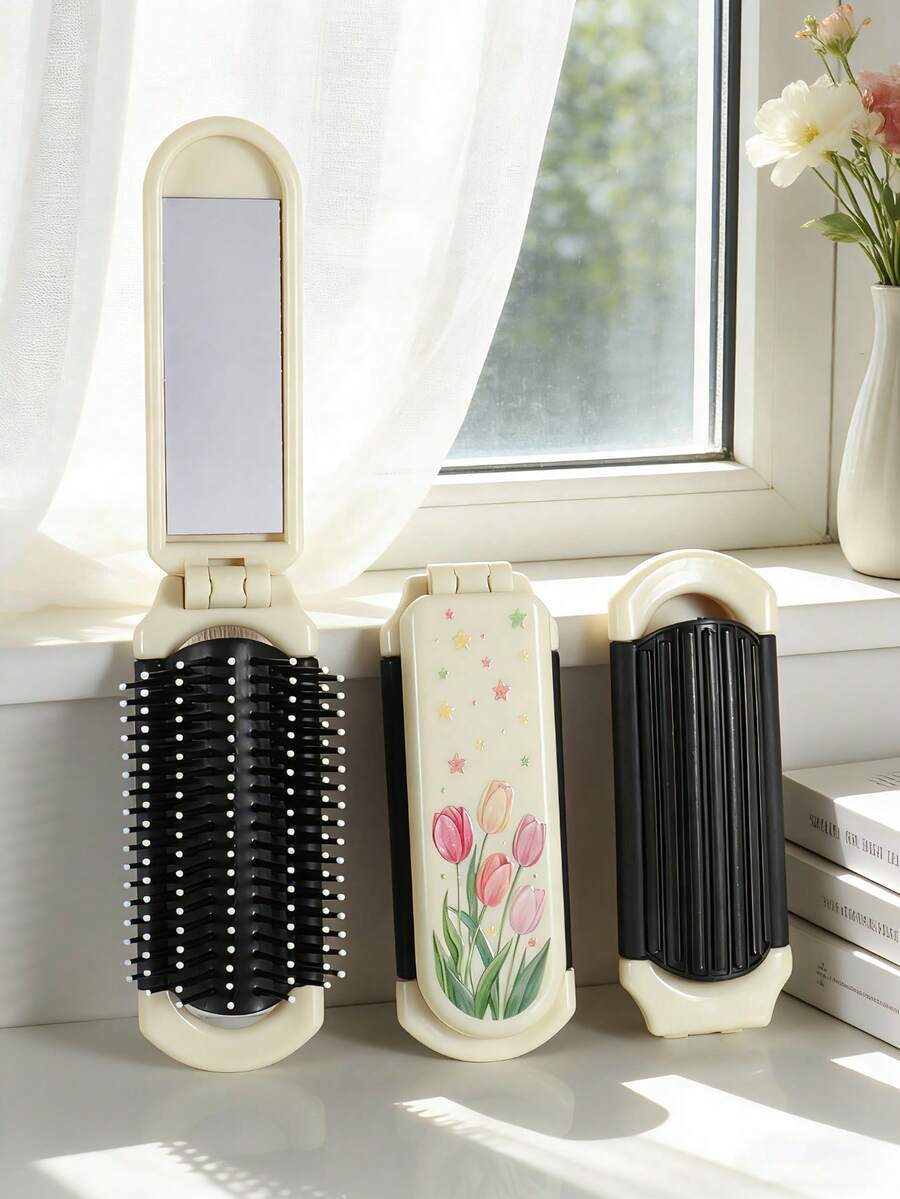X Milania 1pc Foldable Comb - Cream Color