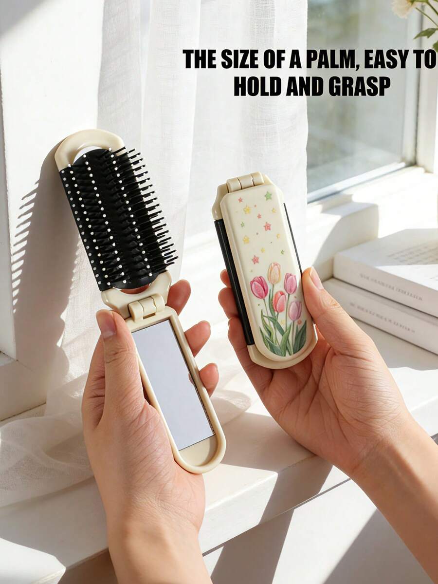 X Milania 1pc Foldable Comb - Cream Color