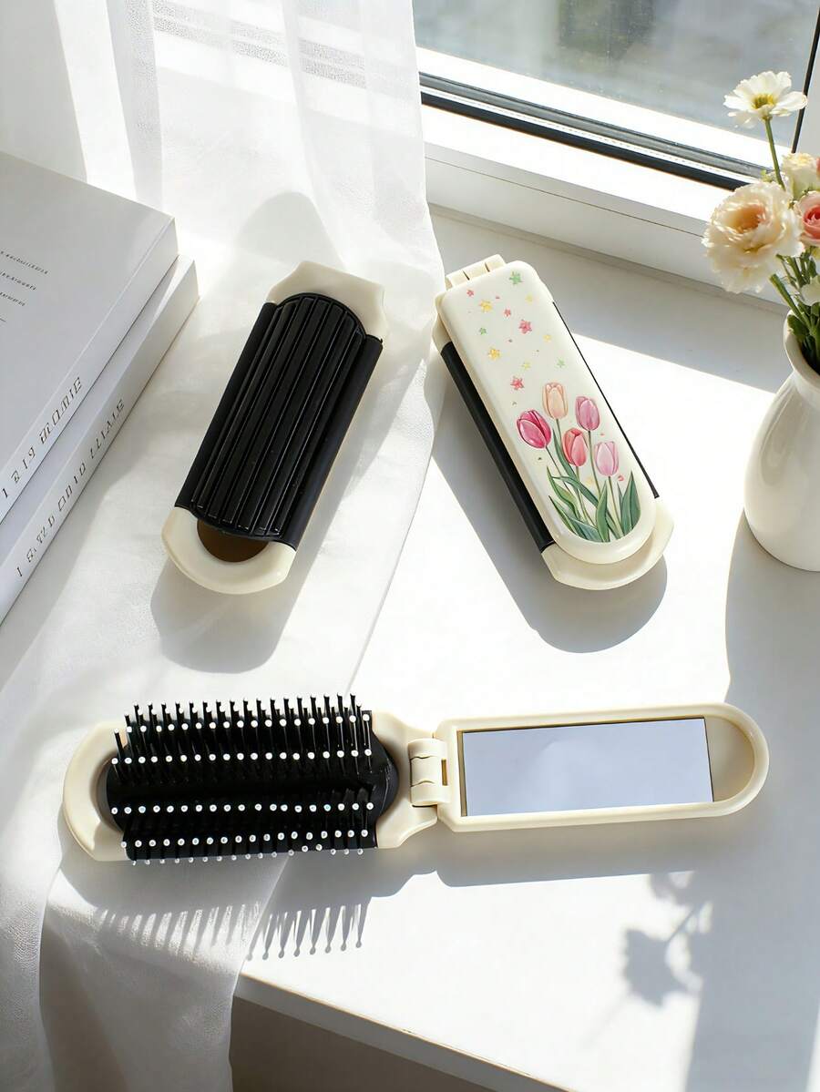 X Milania 1pc Foldable Comb - Cream Color