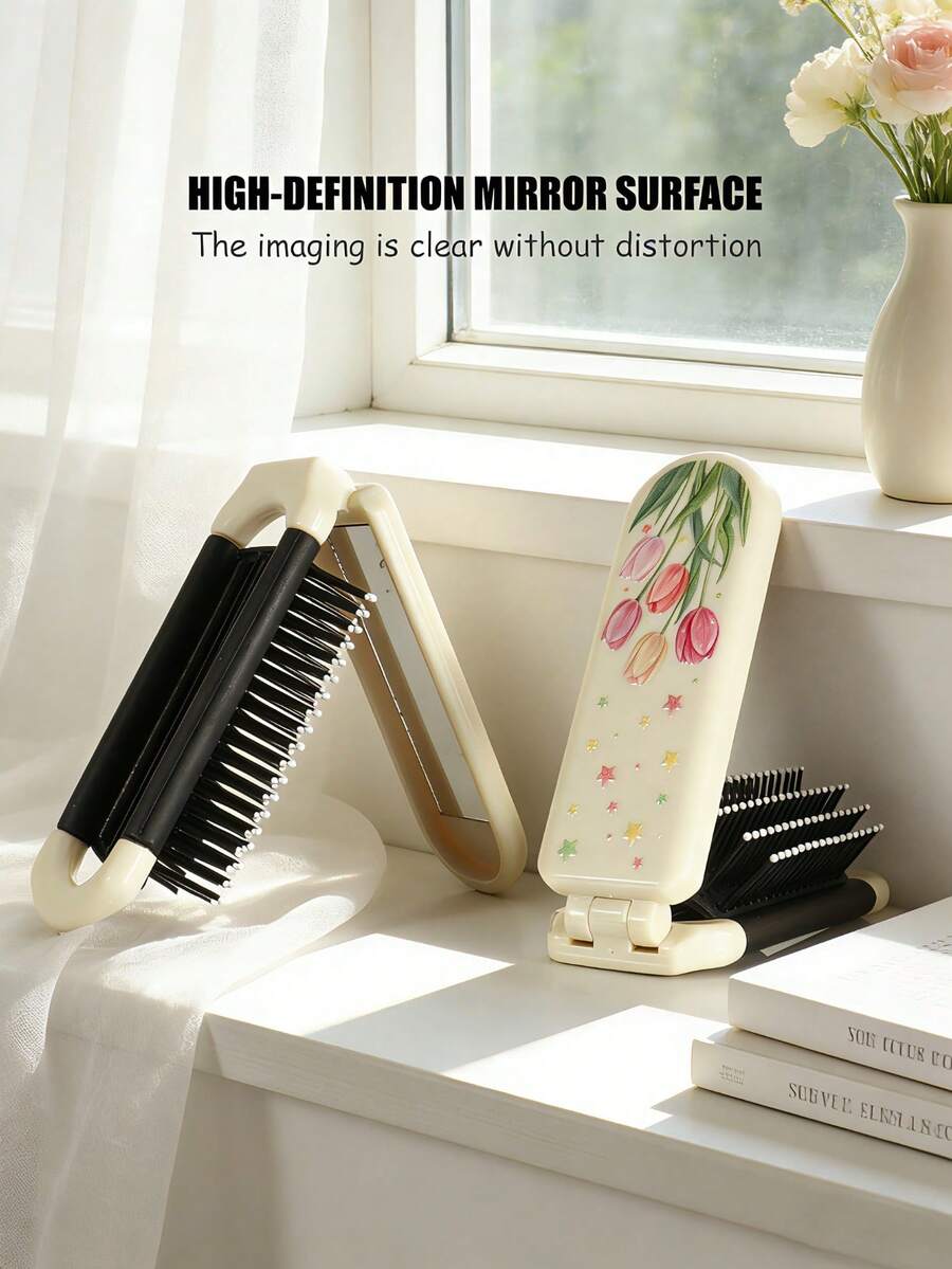X Milania 1pc Foldable Comb - Cream Color