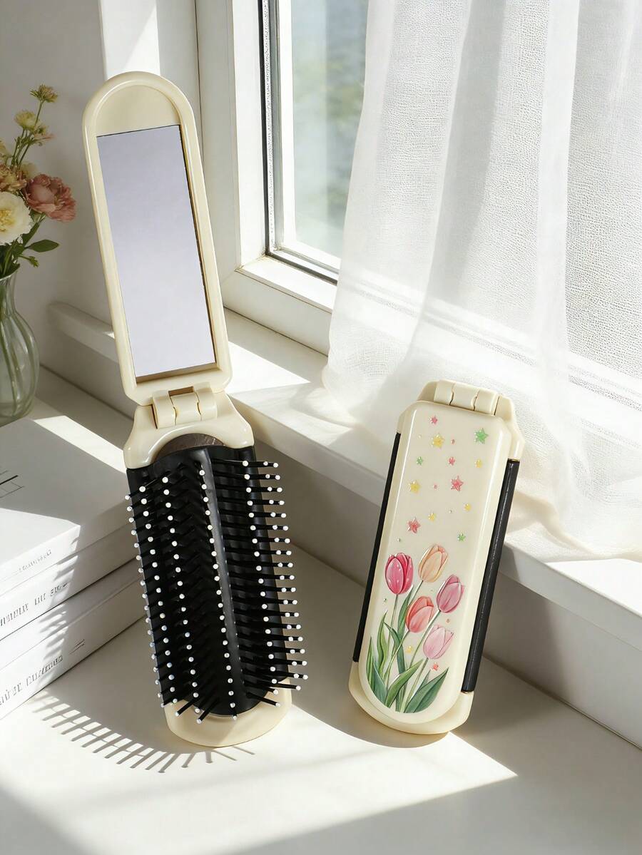 X Milania 1pc Foldable Comb - Cream Color