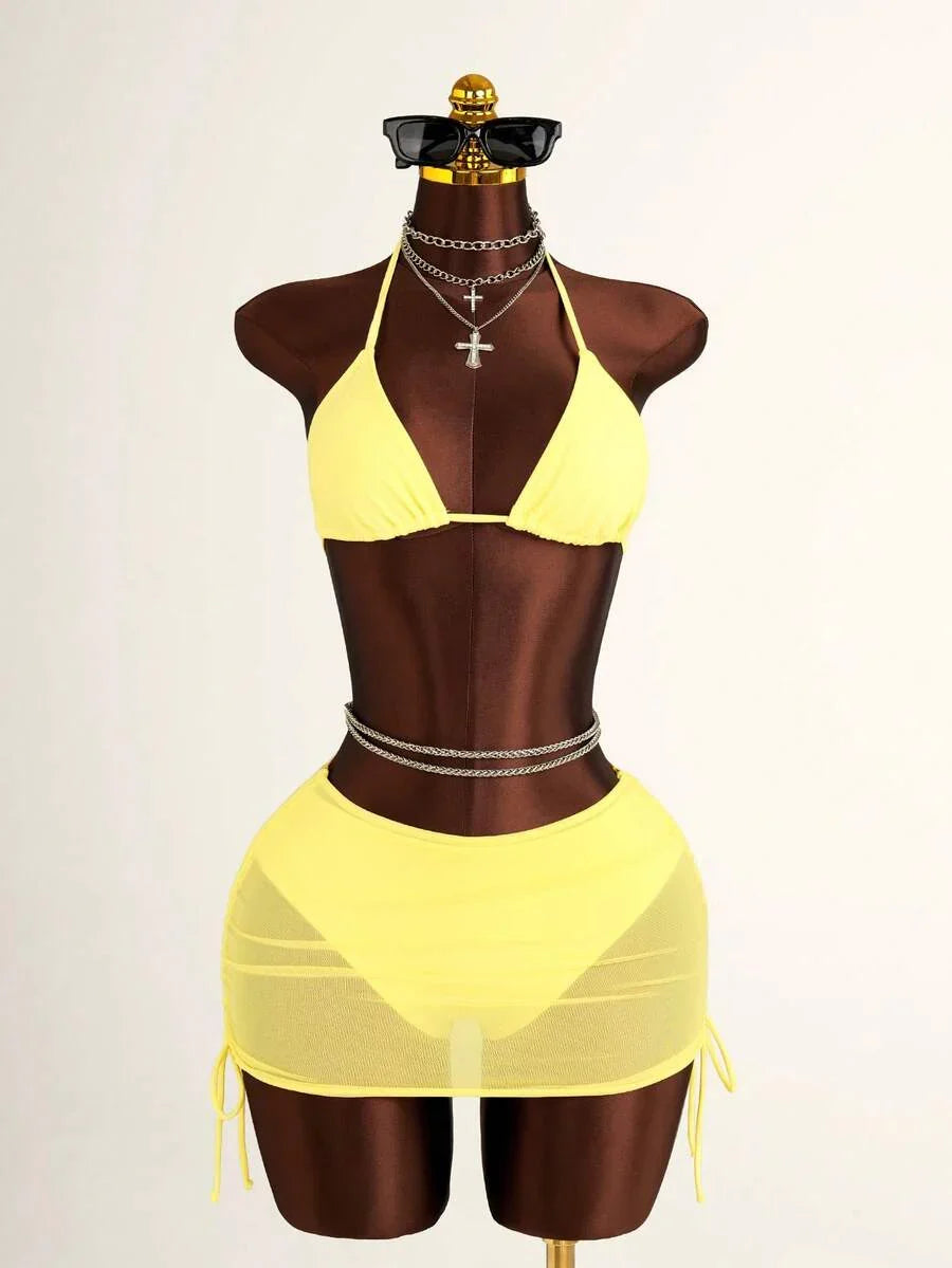 Tie Side Bikini 3-Piece Swimwear For Women