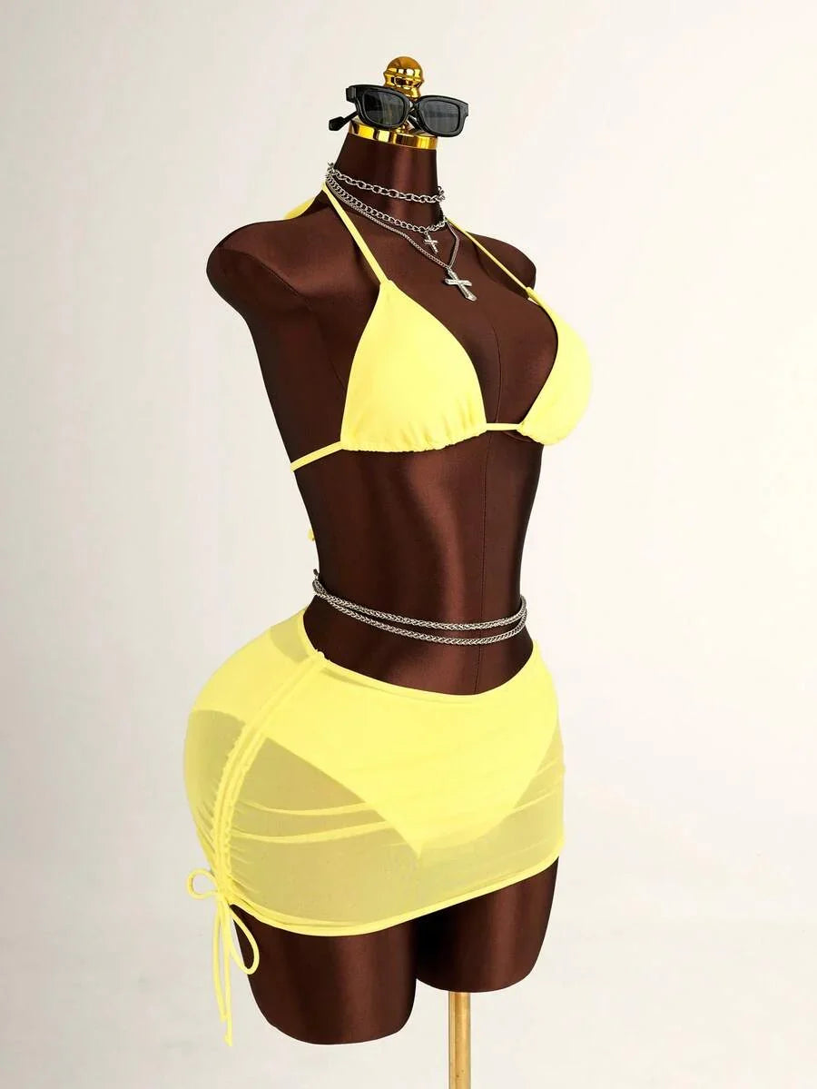 Tie Side Bikini 3-Piece Swimwear For Women