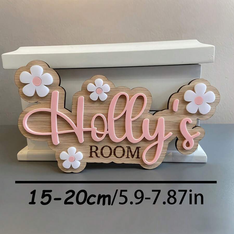 2D Personalized Bedroom Door Sign With Flower Daisy Pattern
