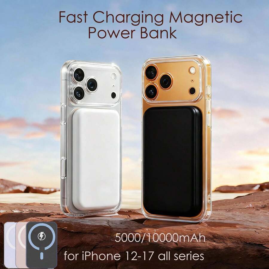 Fast Charging Magnetic Wireless Power Bank With MagSafe Ring Portable Charger