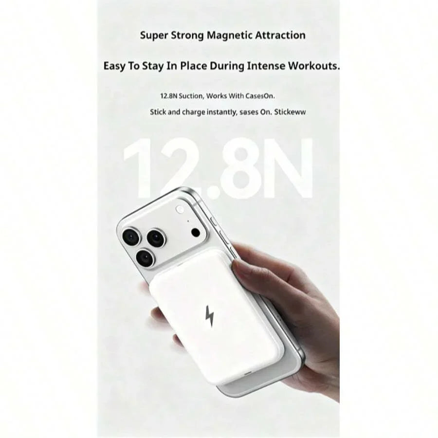 Fast Charging Magnetic Wireless Power Bank With MagSafe Ring Portable Charger