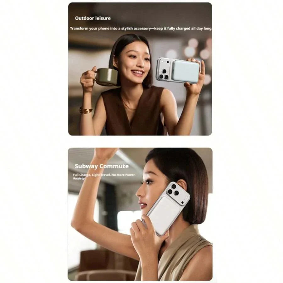 Fast Charging Magnetic Wireless Power Bank With MagSafe Ring Portable Charger
