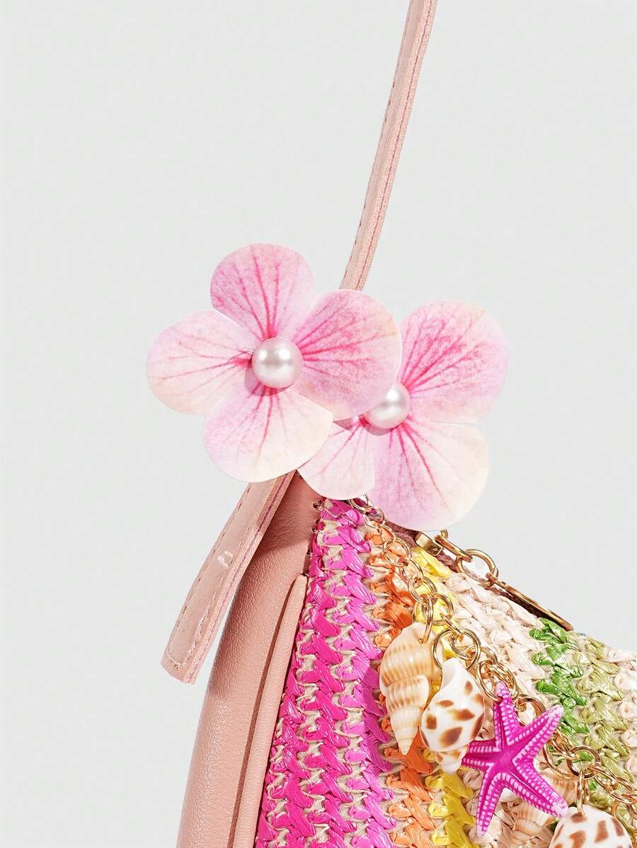 ROMWE Fairycore Resort Style Starfish Shell Decor Straw Bag