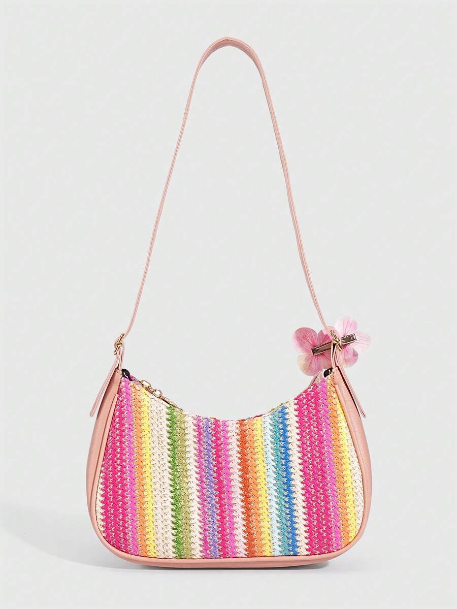 ROMWE Fairycore Resort Style Starfish Shell Decor Straw Bag