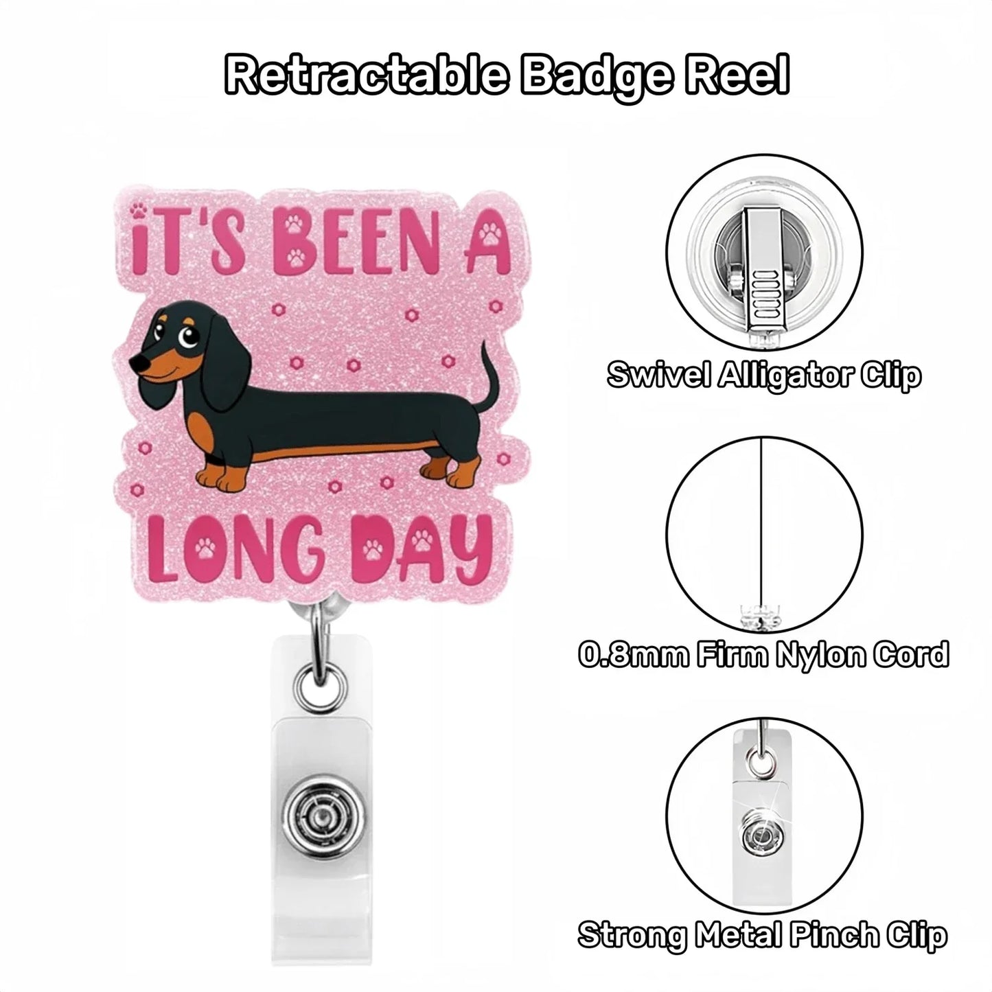 1pc Cute Dachshund Badge Reel