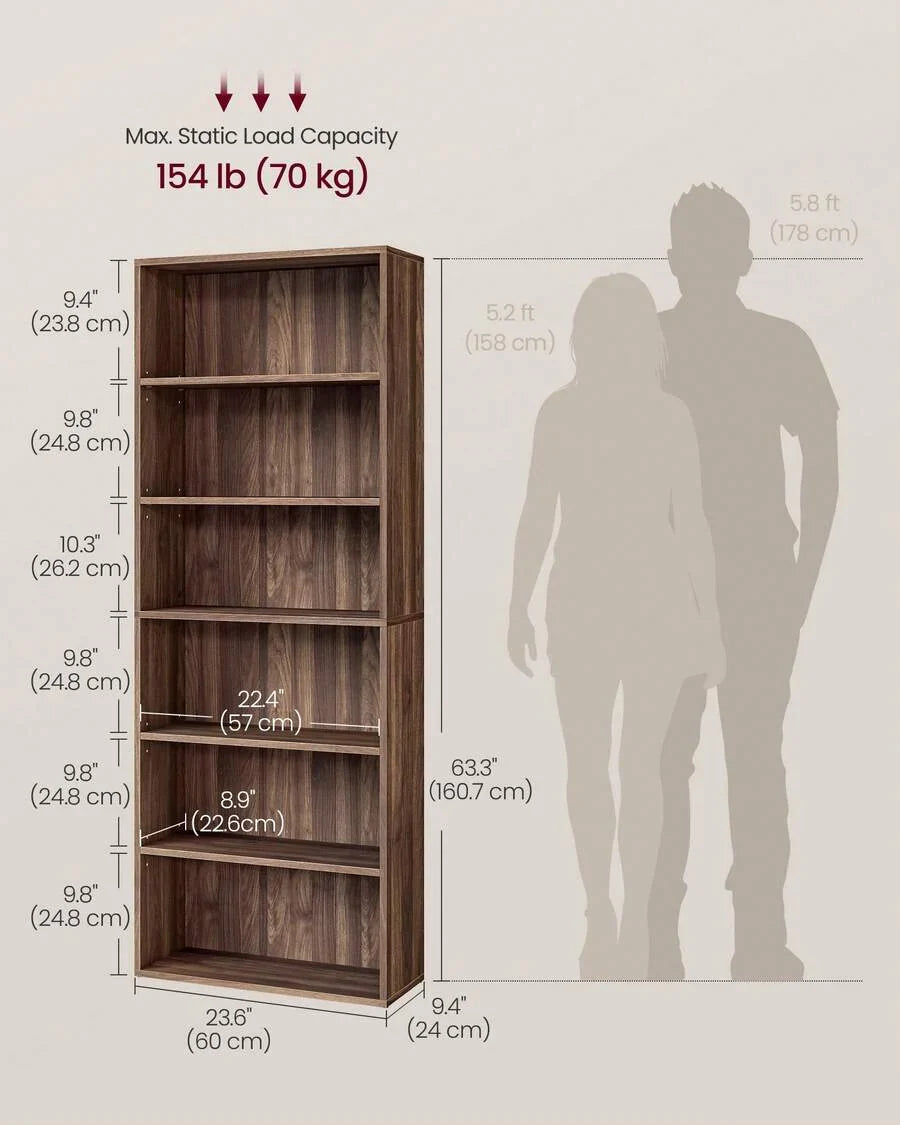 VASAGLE Bookshelf, 6-Tier Bookcase