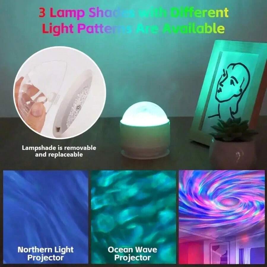 Aurora, Water Ripple, And Starry Sky Projector Lamp - USB-Rechargeable