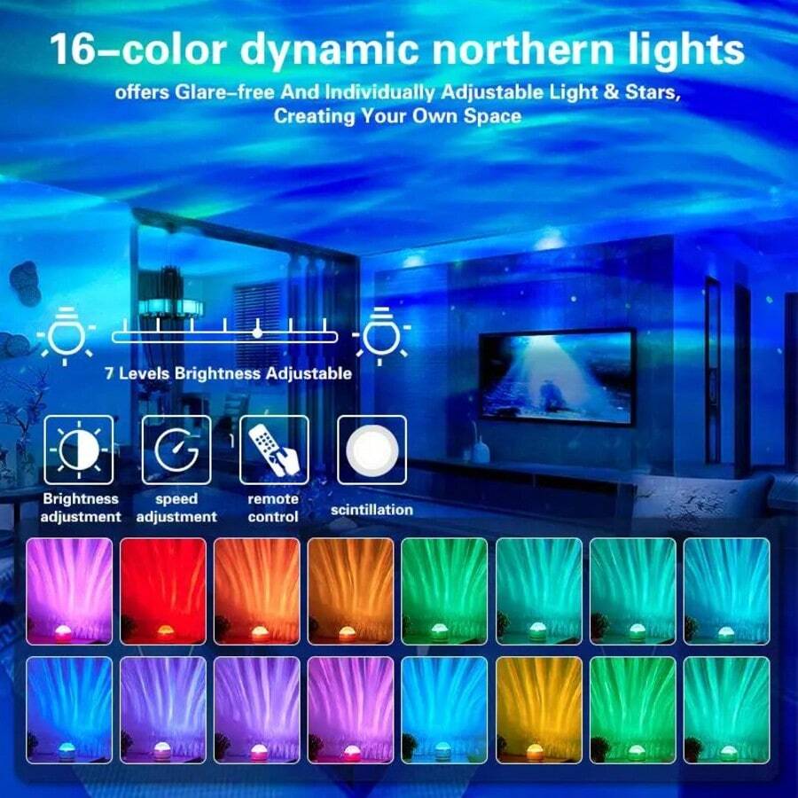 Aurora, Water Ripple, And Starry Sky Projector Lamp - USB-Rechargeable