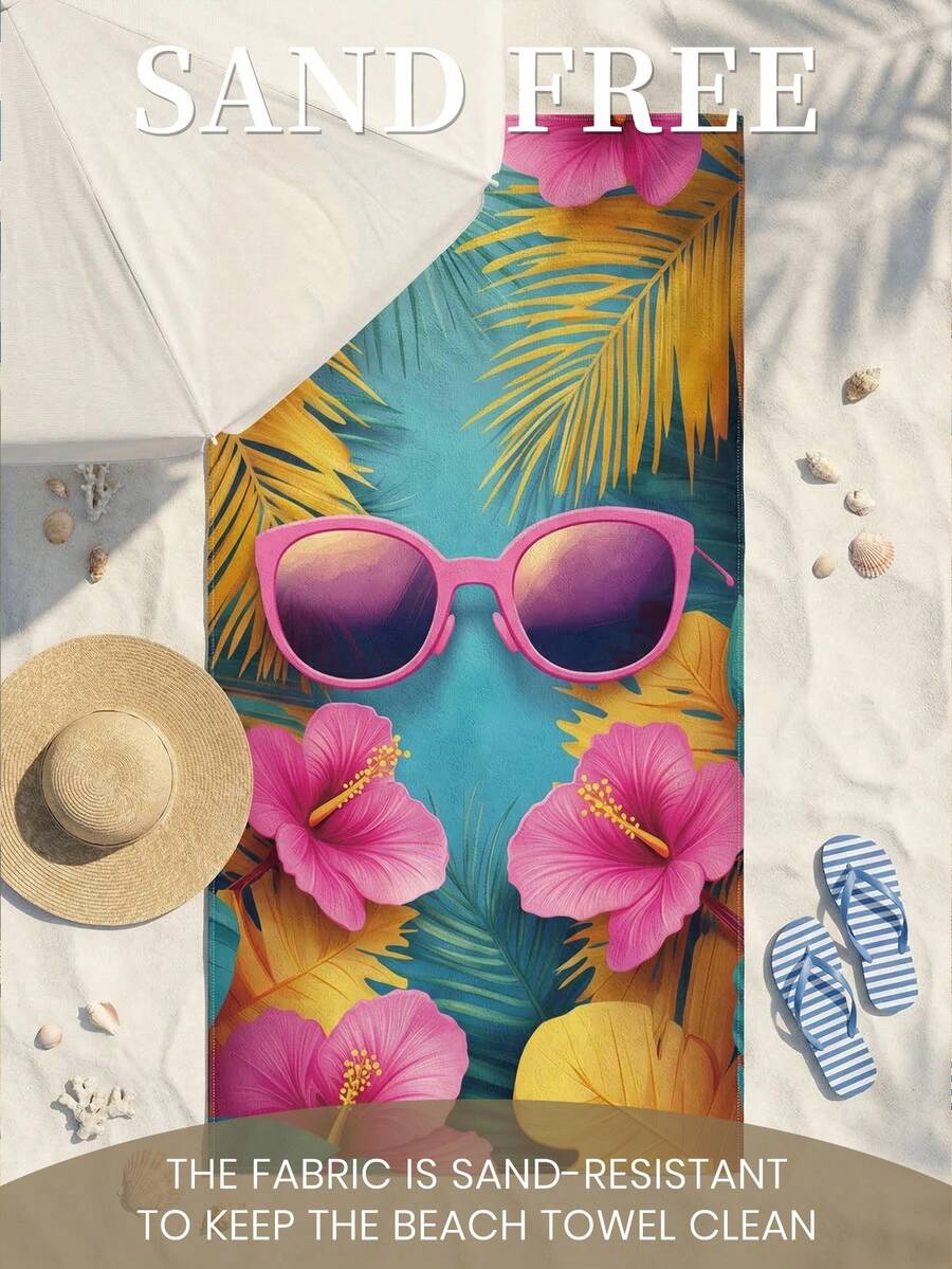 Printed Beach Towel, Flamingo Pattern Swimwear
