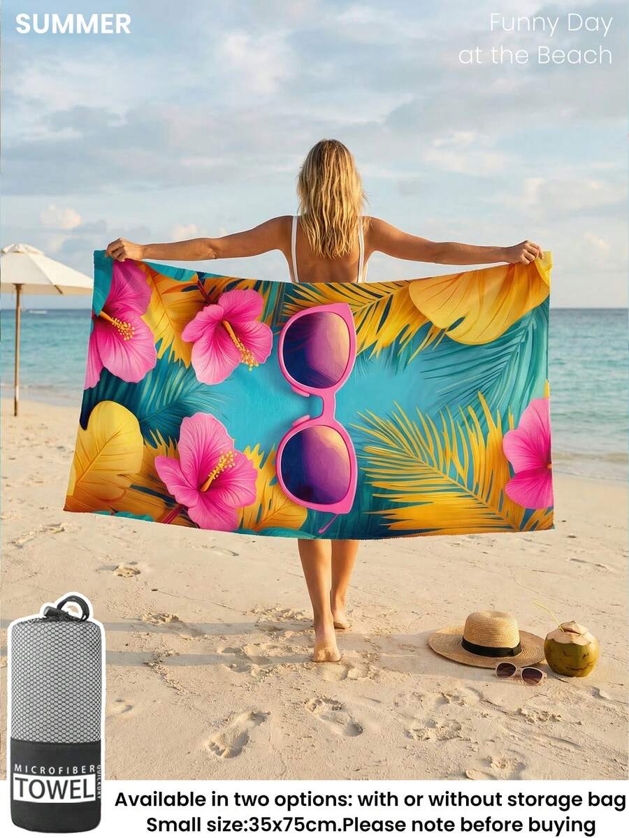 1pc Printed Beach Towel, Summer Fruit Pattern Swimwear