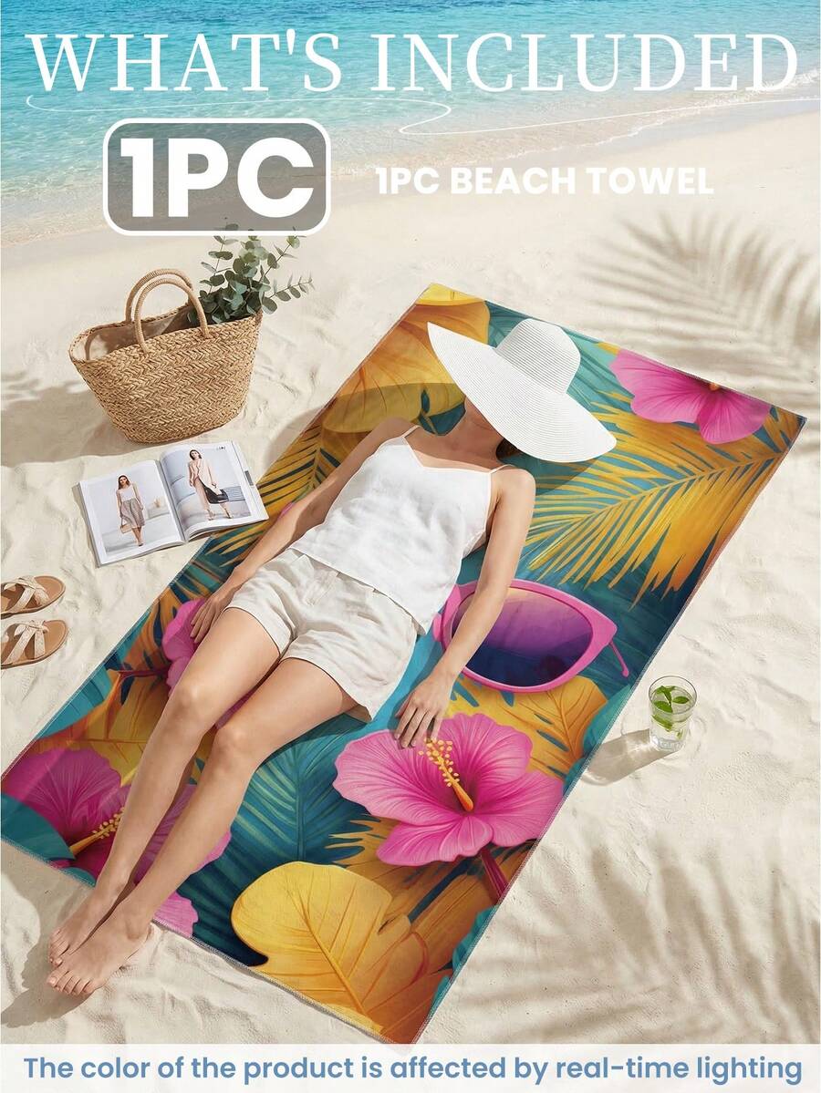 Printed Beach Towel, Flamingo Pattern Swimwear