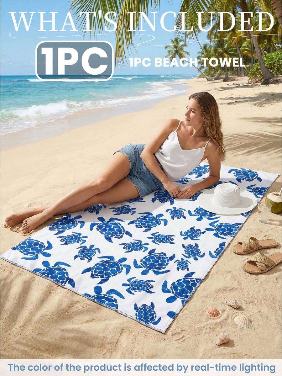 1pc Printed Beach Towel, Summer Fruit Pattern Swimwear