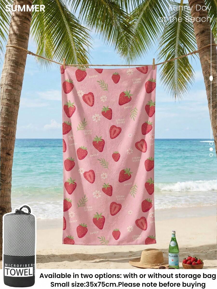 1pc Printed Beach Towel, Summer Fruit Pattern Swimwear