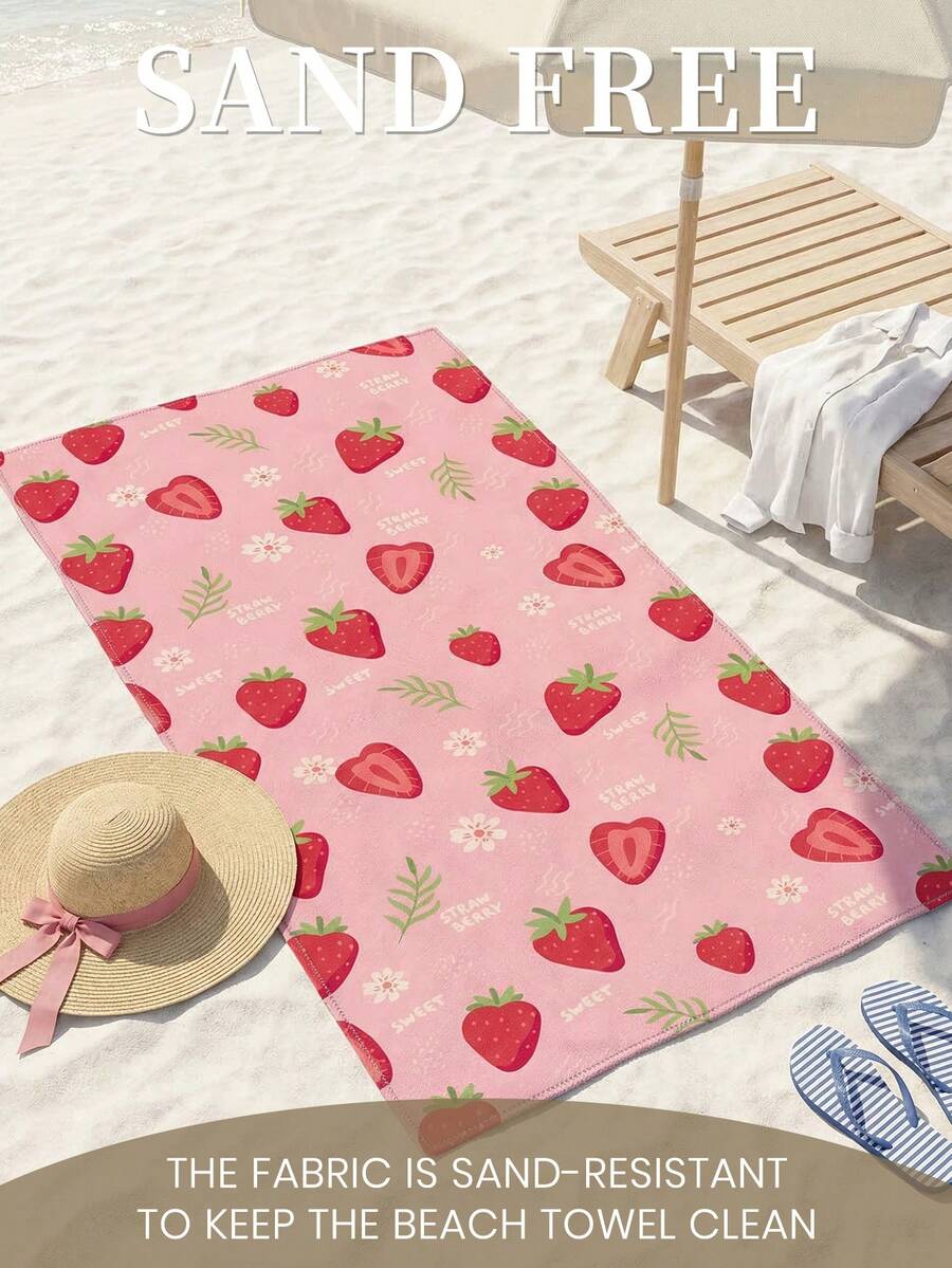 1pc Printed Beach Towel, Summer Fruit Pattern Swimwear