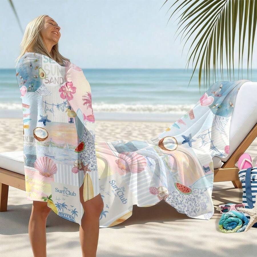 Summer Beach, Surfboards And Palm Trees